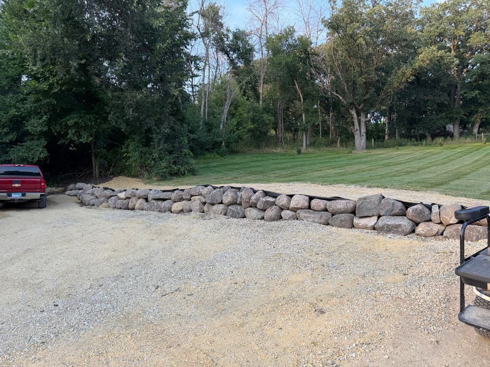 Five-Tier Boulder Retaining Wall Built Into a Zumbrota Hillside